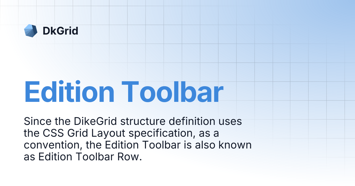 Edition Toolbar | DkGrid
